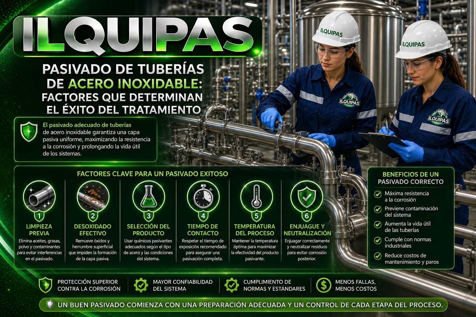 Pasivado de tuberías de acero inoxidable: Factores que determinan el éxito del tratamiento