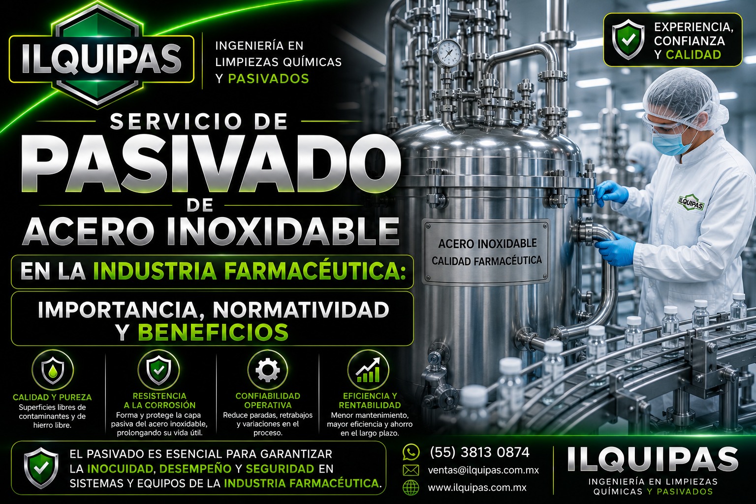 Servicio de pasivado de acero inoxidable en la industria farmacéutica: Importancia, normatividad y beneficios