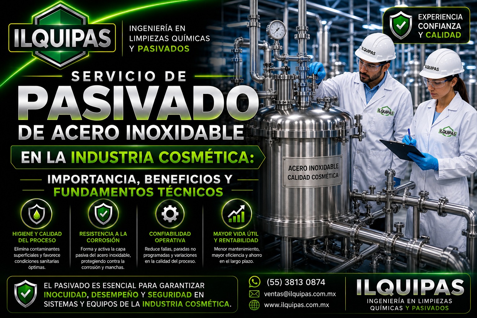 Servicio de pasivado de acero inoxidable en la industria cosmética: Importancia, beneficios y fundamentos técnicos